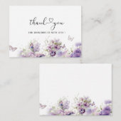 Elegante Waterverf Paarse Bloemen Vlinder Kussen Notitiekaartje (Voorkant / Achterkant)