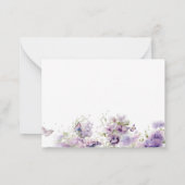 Elegante Waterverf Paarse Bloemen Vlinder Kussen Notitiekaartje (Achterkant)