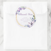 Elegante Waterverf Paarse bloemenbruiloft dank u Ronde Sticker (Tas)
