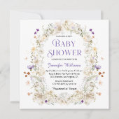 Elegante waterverf paarse botanische baby shower kaart (Voorkant)