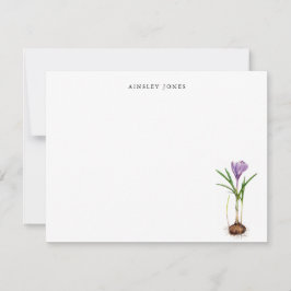 Elegante waterverf Paarse Crocus lente bloem Niet Notitiekaartje