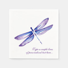 Elegante Waterverf Paarse Dragonfly Papier servett Servetten