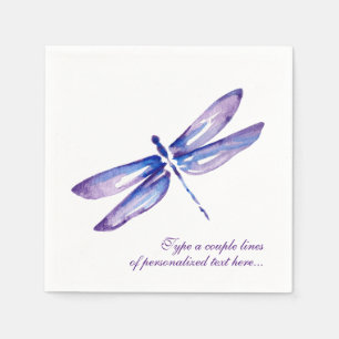 Elegante Waterverf Paarse Dragonfly Papier servett Servetten