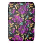 Elegante Waterverf Paarse en Blauwgroen bloemenpat Badmat (Voorkant Verticaal)