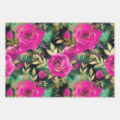 Elegante Waterverf Paarse en Blauwgroen bloemenpat Inpakpapier Vel (Voorkant 3)