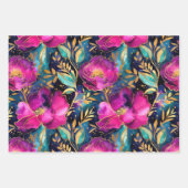 Elegante Waterverf Paarse en Blauwgroen bloemenpat Inpakpapier Vel (Voorkant 2)