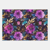 Elegante Waterverf Paarse en Blauwgroen bloemenpat Inpakpapier Vel (Voorkant)
