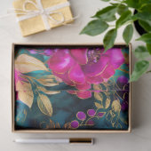 Elegante Waterverf Paarse en Blauwgroen bloemenpat Tissuepapier (Geschenk)