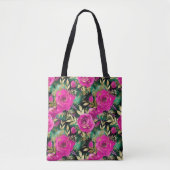 Elegante Waterverf Paarse en Blauwgroen bloemenpat Tote Bag (Voorkant)