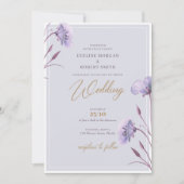 Elegante waterverf paarse en gouden bloemenboho kaart (Voorkant)