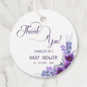Elegante Waterverf Paarse Flower Baby shower Bedankjes Labels (Achterkant)