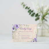 Elegante waterverf paarse gouden bloemen RSVP brui Informatiekaartje (Staand voorkant)