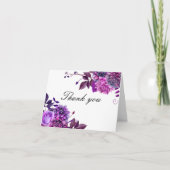 Elegante waterverf paarse lila bloemenverjaardag bedankkaart (Voorkant)