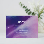 Elegante Waterverf Paarse marineblauwe bruiloft RSVP Kaartje (Staand voorkant)