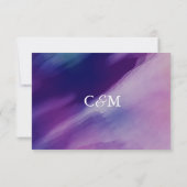 Elegante Waterverf Paarse marineblauwe bruiloft RSVP Kaartje (Achterkant)