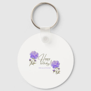 Elegante waterverf paarse pioenrozen Gelukkige ver Sleutelhanger