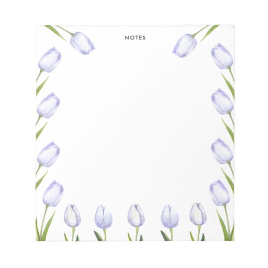 Elegante Waterverf Paarse tulp bloeit bloemig Notitieblok (Voorkant)