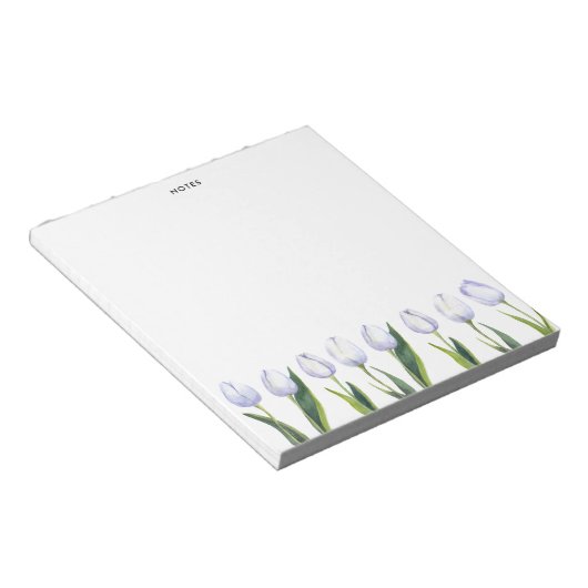 Elegante Waterverf Paarse tulp bloeit bloemig Notitieblok (Schuin)