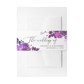 Elegante waterverf paarse violette bloemenbruiloft uitnodigingen wikkel (Voorkant Voorbeeld)