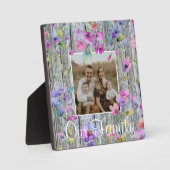 Elegante waterverf paarse wilde bloemen barnwood fotoplaat (Voorkant)