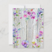 Elegante waterverf paarse wilde bloemen barnwood save the date (Achterkant)