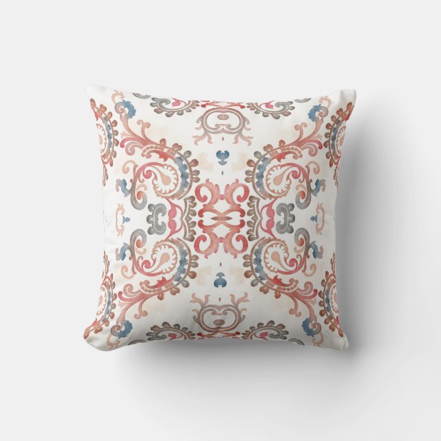 Elegante waterverf paisley-werpkussen kussen (Voorkant)