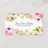 Elegante Waterverf Pansies Kleurrijk Vrouwelijk Visitekaartje (Voorkant)