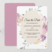 Elegante Waterverf Pansy Floral Ovaal Save The Date (Voorkant / Achterkant)