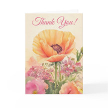 Elegante Waterverf papavers Dank u