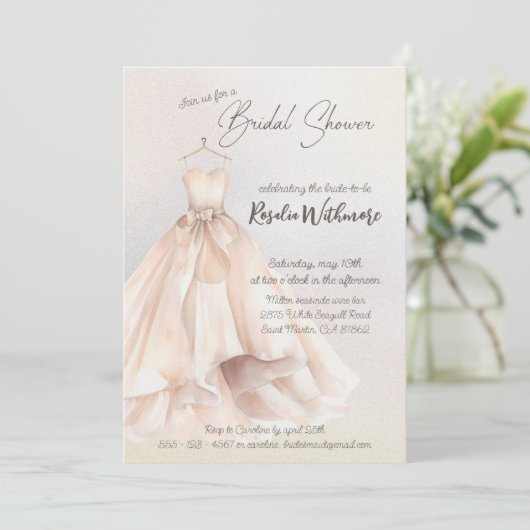 Elegante waterverf parel witte jurk vrijgezellenfe kaart (Staand voorkant)