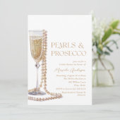 Elegante Waterverf Parels en Prosecco Bridal Sho Kaart (Staand voorkant)
