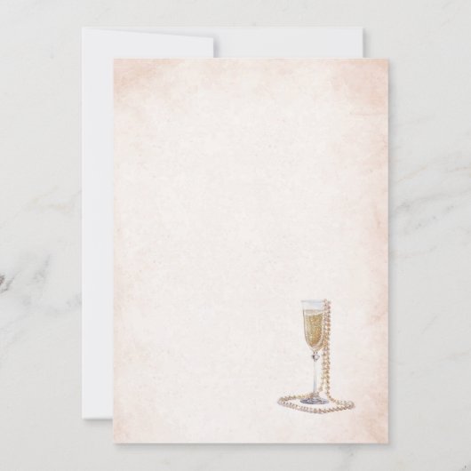 Elegante Waterverf Parels en Prosecco Bridal Sho Kaart (Achterkant)