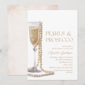 Elegante Waterverf Parels en Prosecco Bridal Sho Kaart (Voorkant / Achterkant)