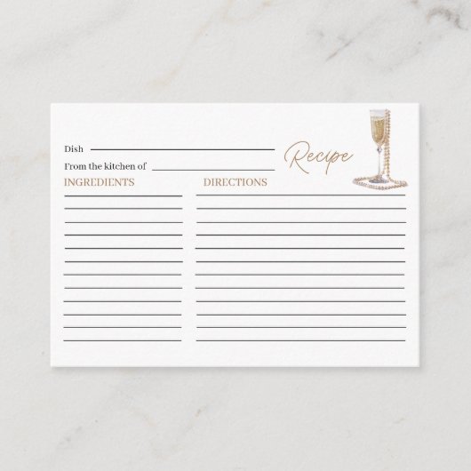 Elegante Waterverf Parels en Prosecco Bridal Show Informatiekaartje (Voorkant)