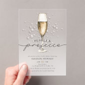 Elegante Waterverf Parels & Prosecco Vrijgezellenf Acryl Uitnodigingen (Insitu (Draagbaar))