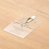 Elegante Waterverf Parels & Prosecco Vrijgezellenf Acryl Uitnodigingen (Laagn)