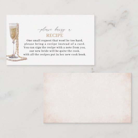 Elegante Waterverf Parels Prosecco Vrijgezellenfee Informatiekaartje (Voorkant / Achterkant)