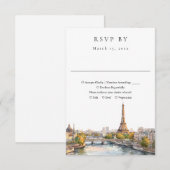 Elegante Waterverf Paris Frankrijk bruiloft RSVP Kaartje (Voorkant / Achterkant)