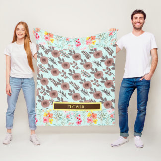 Elegante Waterverf Pas Bloem aan Fleece Deken
