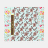 Elegante Waterverf Pas Bloem aan Fleece Deken (Voorkant (Horizontaal))