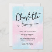 Elegante Waterverf Pastel 1e Verjaardag Kaart (Voorkant)