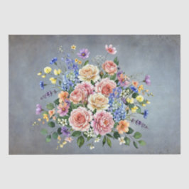 Elegante Waterverf Pastel Bloemen Decoupage Tissuepapier