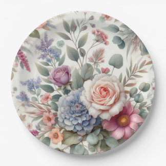 Elegante waterverf pastel bloemrozen papieren bord