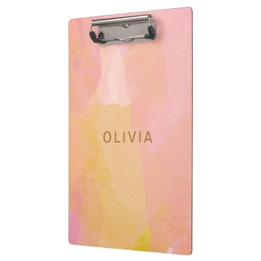 Elegante Waterverf Pastel gepersonaliseerde naam r Klembord (Links)