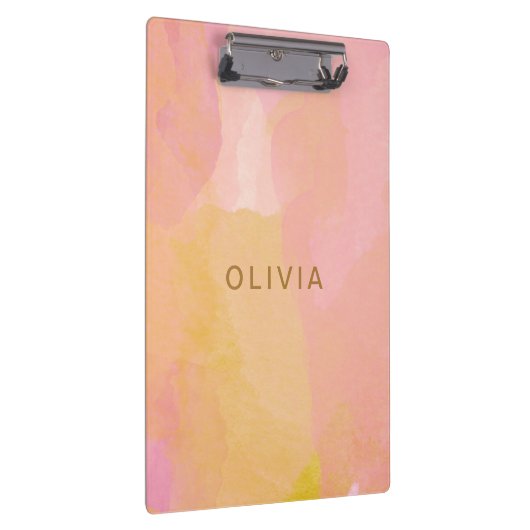 Elegante Waterverf Pastel gepersonaliseerde naam r Klembord (Rechts)
