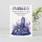 Elegante Waterverf Pastel Gothic Halloween Party Kaart (Staand voorkant)