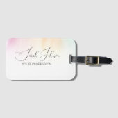 Elegante waterverf pastel monogram naam bagagelabel (Voorkant (horizontaal))