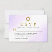 Elegante Waterverf Pastel Paarse Gouden Bat Mitswa RSVP Kaartje (Voorkant)