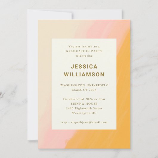 Elegante Waterverf Pastel Roze Graduation Party Kaart (Voorkant)