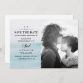 Elegante waterverf pastelblauw nautische bruiloft save the date (Voorkant / Achterkant)